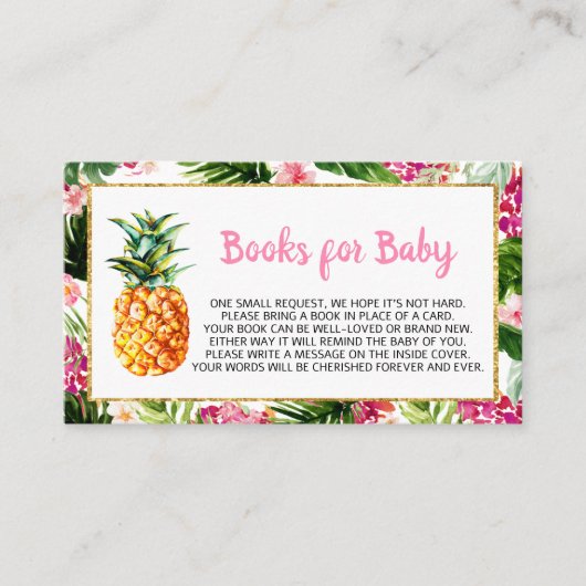Grüne Ananas Baby Shower Books for Baby Visitenkarte (Vorderseite)