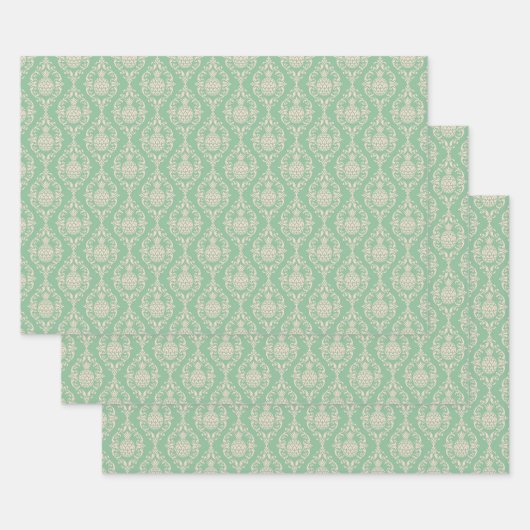 Grüne Ananas Damask Geschenkpapier Set (Set)
