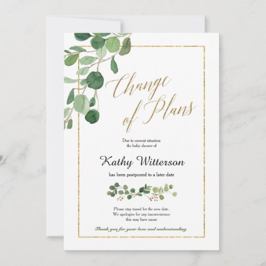 Grüne Änderung der Pläne Ankündigung (Vorderseite)