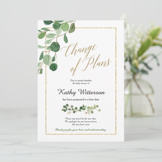 Grüne Änderung der Pläne Ankündigung (Stehend Vorderseite)