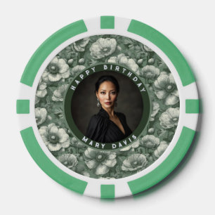 Grüne Anemonen inspirieren zeitgenössischen Geburt Pokerchips