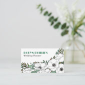 Grüne Anemonen Retro Schriftart QR Code Visitenkarte (Stehend Vorderseite)