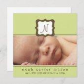 Grüne Ankündigung zur Geburt (Vorne/Hinten)