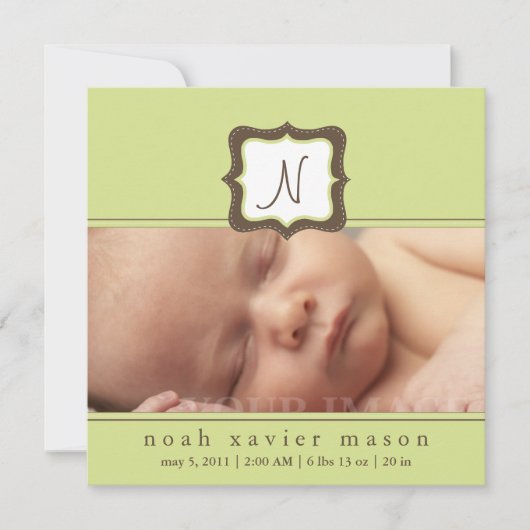Grüne Ankündigung zur Geburt (Vorderseite)