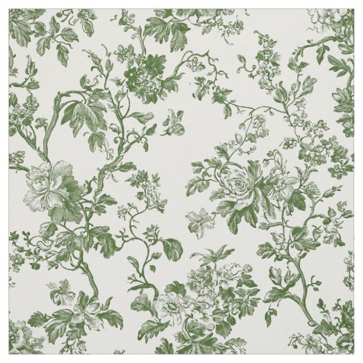 Grüne Antike Floral Toile Stoff (Muster)