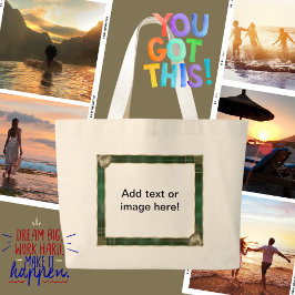 Grüne antike Rahmen hinzufügen Foto-Angebot Jumbo Stoffbeutel