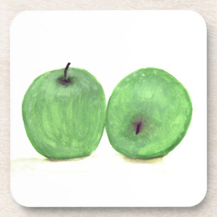 Grüne Äpfel Aquarellfrucht Küche Sommernahrung Getränkeuntersetzer