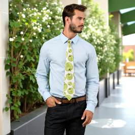 Grüne Äpfel Frucht Muster Sommernahrung Vegan Krawatte