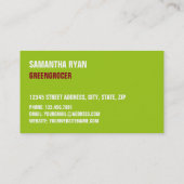 Grüne Äpfel, Grünfutter Visitenkarte (Rückseite)