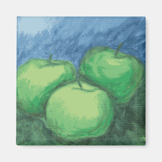 Grüne Äpfel in Ölpasten Magnet