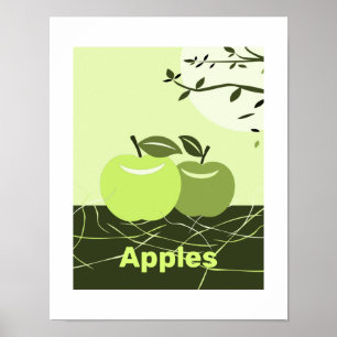 Grüne Äpfel Küchenwanddekoration Poster