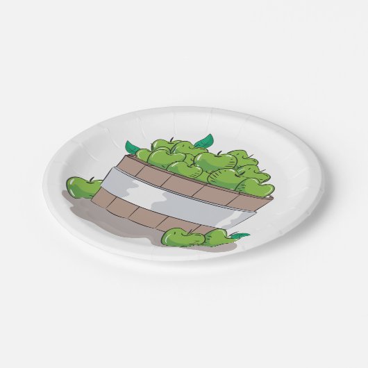 Grüne Äpfel Pappteller (Schrägansicht)