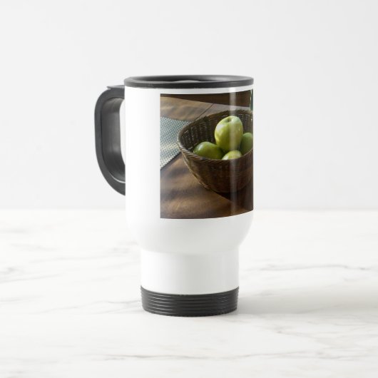 Grüne Äpfel Reisebecher (Vorderseite Links)