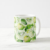 Grüne Äpfel Schmetterlinge Kaffeetasse (VorderseiteRechts)