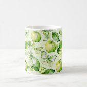 Grüne Äpfel Schmetterlinge Kaffeetasse (Mittel)