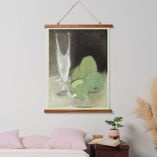 Grüne Äpfel und Champagner Glass, H.Schjerfbeck Wandteppich Mit Holzrahmen (Schlafzimmer)