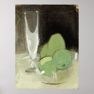Grüne Äpfel und Champagnerglas, H.Schjerfbeck Poster