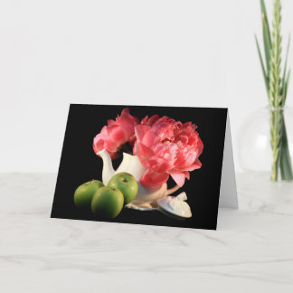 Grüne Äpfel und Peonies Grußkarten Karte