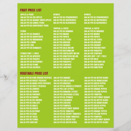 Grüne Äpfel, Werbung für Lebensmittelhändler Flyer (Hinten)