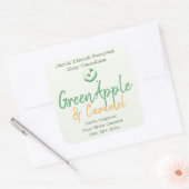 Grüne Apfelhandschrift mit Minzsojenkronen Quadratischer Aufkleber (Umschlag)