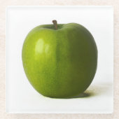 Grüne Apfelkugel Glasuntersetzer (Vorderseite)