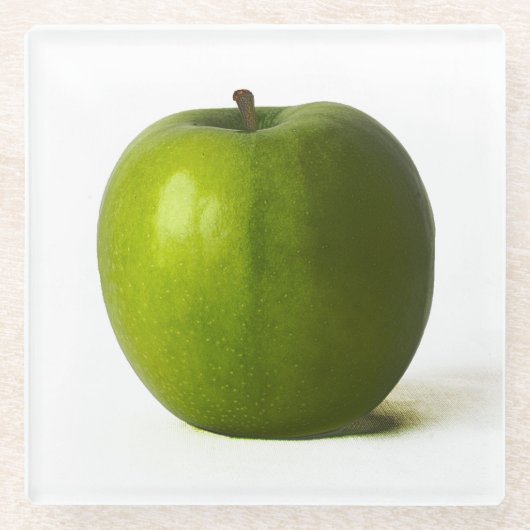 Grüne Apfelkugel Glasuntersetzer (Vorderseite)