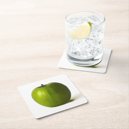 Grüne Apfelkugel Rechteckiger Pappuntersetzer (Vor Ort)