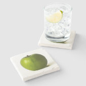 Grüne Apfelküste Steinuntersetzer (Seitenansicht)