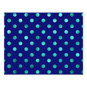 Grüne Aqua Türkis Metallische Imitat Foil Polka Fotodruck