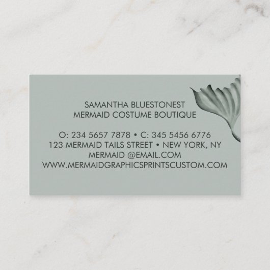 Grüne aquamarine Schwanz Bummlerin Visitenkarte (Rückseite)