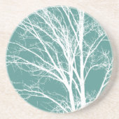 Grüne, Aquamarine, weiße Baumzweige Getränkeuntersetzer (Vorne)