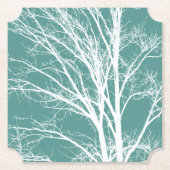 Grüne, Aquamarine, weiße Baumzweige Untersetzer (Vorderseite)