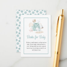 Grüne Aquarell-Babymädchen-Bücher für Babykarte
