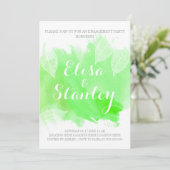 Grüne Aquarell & Blätter Hochzeitsfeier Einladung (Stehend Vorderseite)