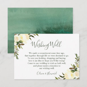 Grüne Aquarell-Blumen-Hochzeitswunschbrunnen Ca Einladung