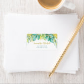 Grüne Aquarell Eukalyptus Blätter Olivenöl Adressaufkleber (Insitu)