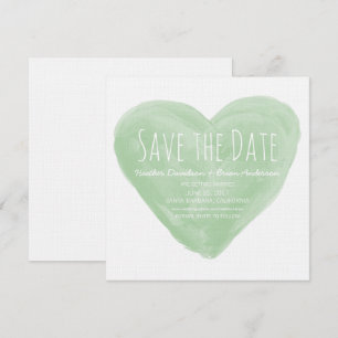 Grüne Aquarell-Herz-Save-the-Date-Einladung Einladung