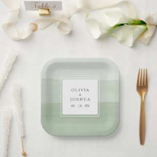 Grüne Aquarell-Hochzeit Pappteller
