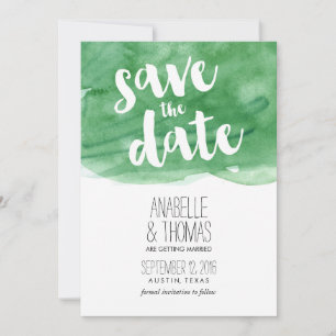Grüne Aquarell-Hochzeit - Save-the-Date-Karte Einladung
