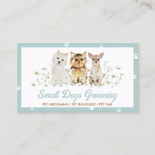 Grüne Aquarell Kleine Hundepfote Gänseblümchen Tie Visitenkarte