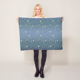 Grüne Aquarell Rustikale botanische Blume Fleecedecke