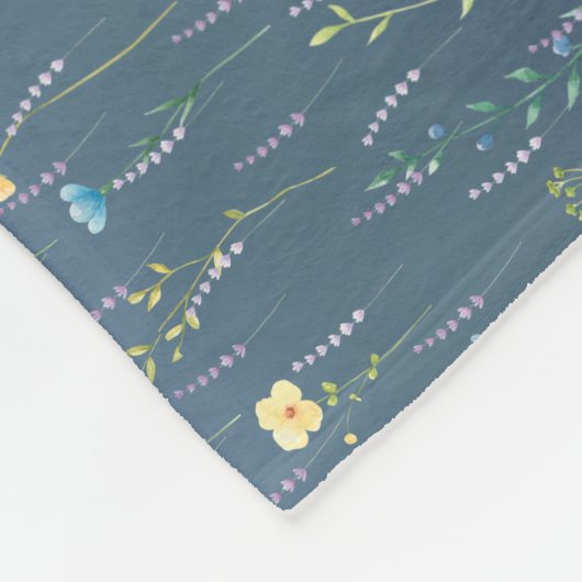 Grüne Aquarell Rustikale botanische Blume Fleecedecke (Ecke)