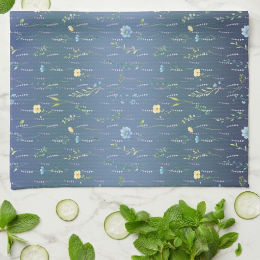 Grüne Aquarell Rustikale botanische Blume Geschirrtuch (Gefaltet)