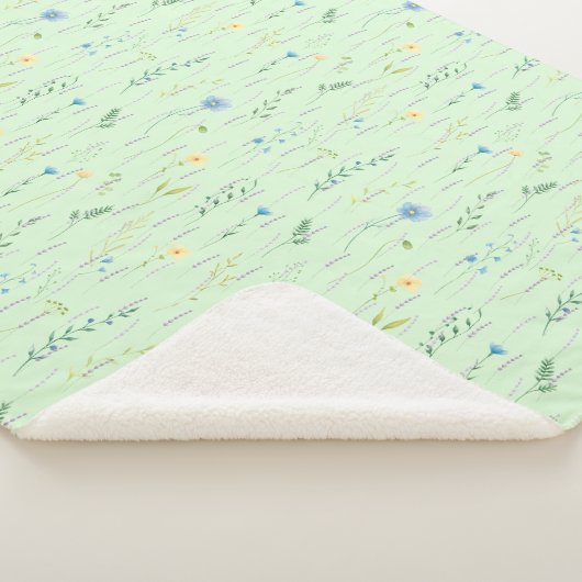 Grüne Aquarell Rustikale botanische Blume Sherpadecke (3/4)