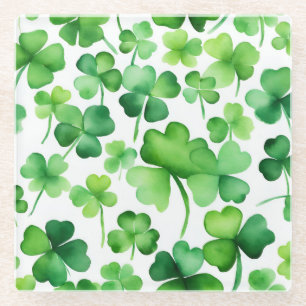 Grüne Aquarell-Shamrock Glasuntersetzer