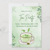 Grüne Aquarell-Teeparty-Einladung Einladung (Vorderseite)
