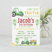 Grüne Aquarellbahn-Geburtstagseinladung Einladung (Stehend Vorderseite)