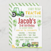 Grüne Aquarellbahn-Geburtstagseinladung Einladung (Vorne/Hinten)