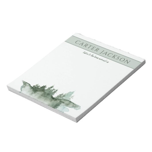 Grüne Aquarellbäume Notizblock (Rotiert)