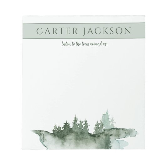 Grüne Aquarellbäume Notizblock (Vorderseite)